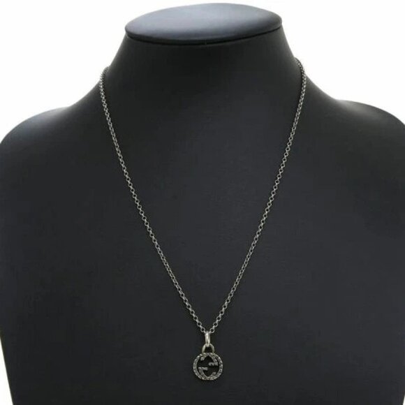 GUCCI Interlocking G Round Necklace 20" Silver 925 Auth #3742F - Picture 2 of 6